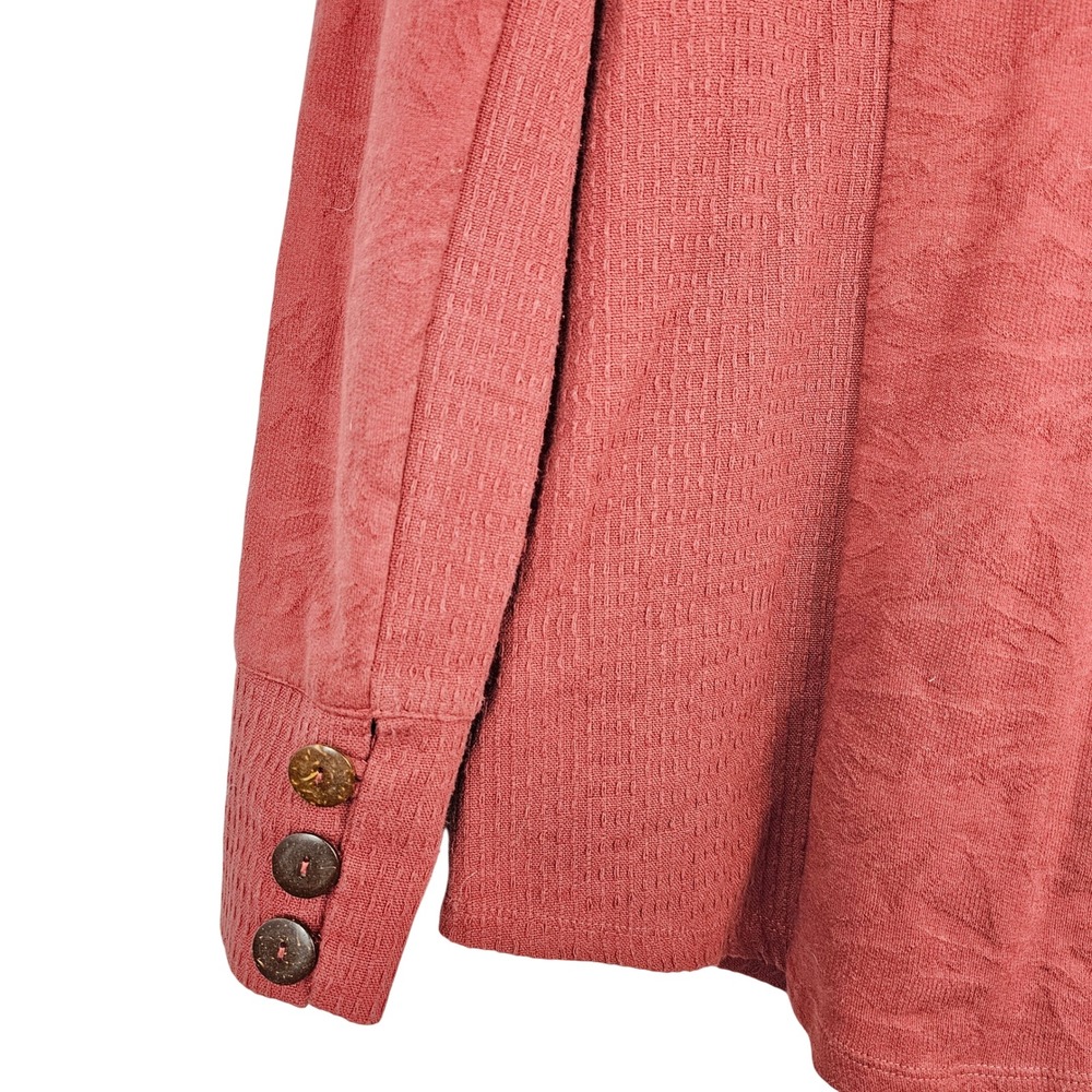 Soft Surroundings Women's Textured Button Front Blazer Coral Pink OrangeSize 10 - Picture 9 of 10